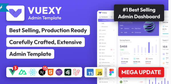 Vuexy - Vuejs, Nuxt, Next.js, HTML, Laravel, Asp.Net & Django Admin Dashboard Template