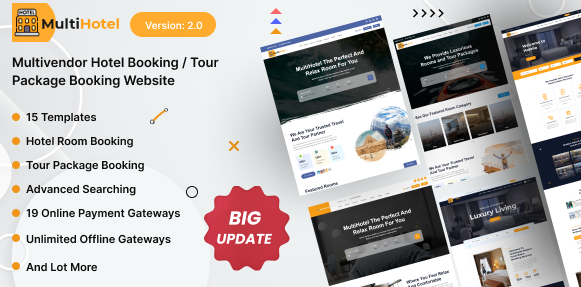 MultiHotel - Multivendor Hotel Booking / Tour Package Booking Website