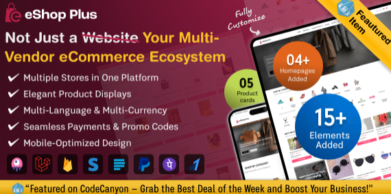 eShop Plus - Multi Vendor eCommerce, Multi Module Website in Laravel